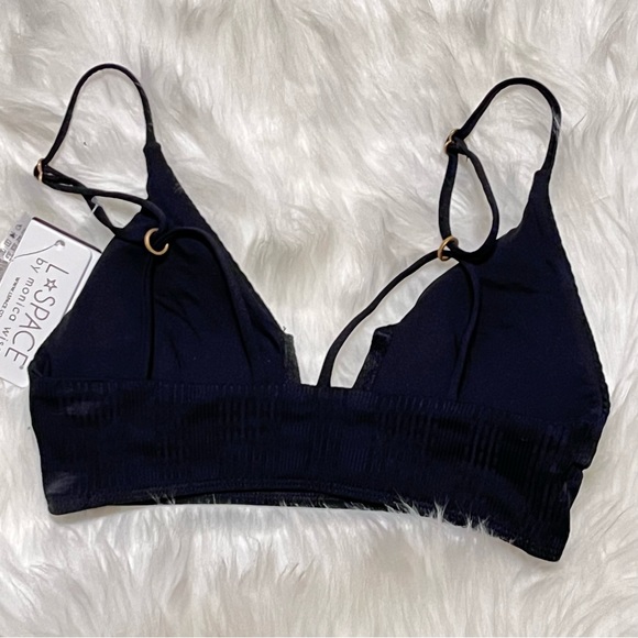 New L*Space Black Pointelle Siren Bikini Top - Picture 3 of 4
